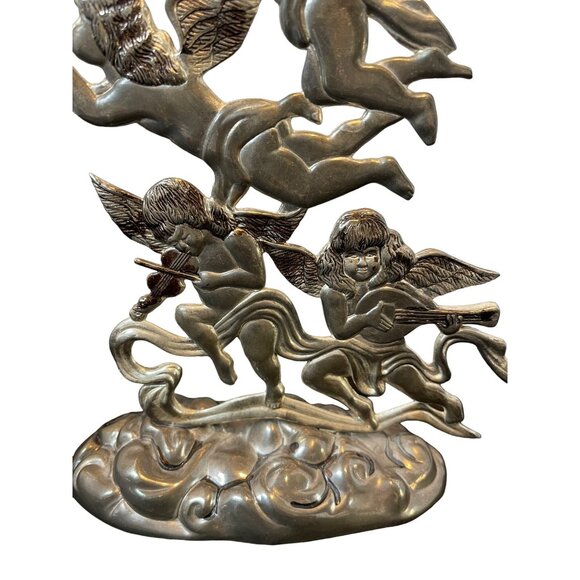 Vintage GODINGER Angel Cupid Cherub Candlestick Holder Silver Plated - Picture 2 of 6